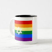 Gay Jewish Pride Flag Tweekleurige Koffiemok (Voorkant links)