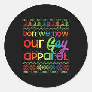 Gay Kerst Grappig Lgbt Done We Nu Onze Gay Kleren Ronde Sticker