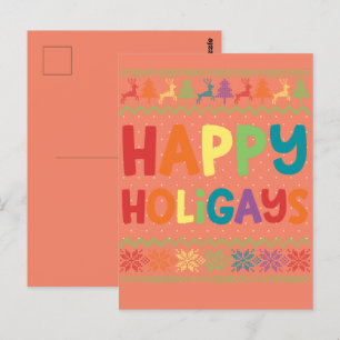 Gay Kerstmis Funny LGBT Happy Holigays Rainbow Briefkaart