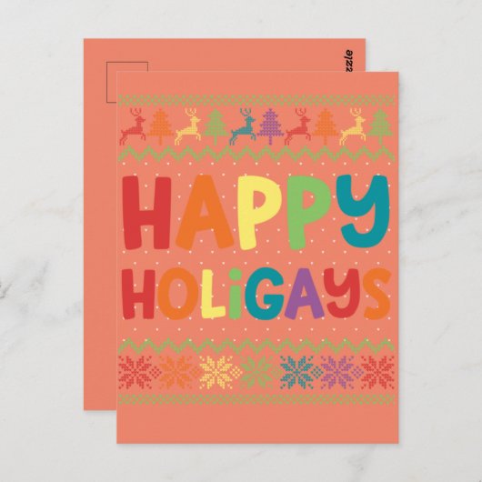 Gay Kerstmis Funny LGBT Happy Holigays Rainbow Briefkaart (Voorkant / Achterkant)