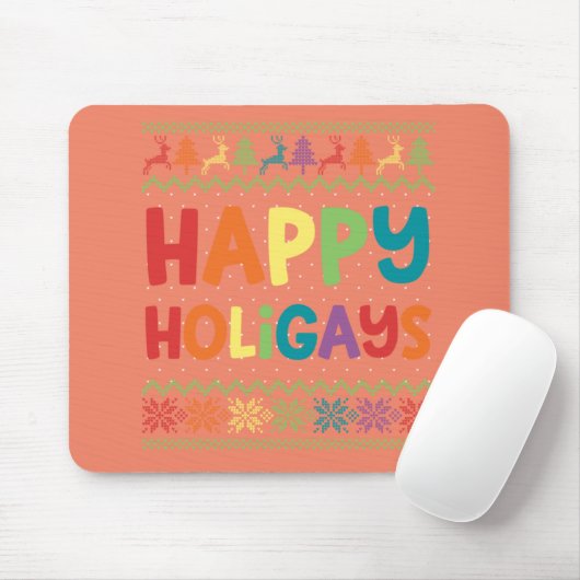 Gay Kerstmis Funny LGBT Happy Holigays Rainbow Muismat (Met muis)