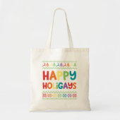 Gay Kerstmis Funny LGBT Happy Holigays Rainbow Tote Bag (Voorkant)