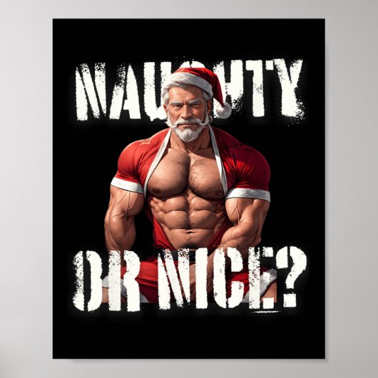 Gay Kerstmuscle Daddy Beer Aardige Kerstman Pride Poster (Voorkant)