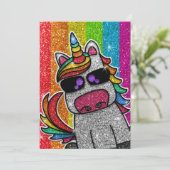 Gay Kerstparty regenbooglitter Unicorn LGBT+ Kaart (Staand voorkant)