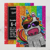 Gay Kerstparty regenbooglitter Unicorn LGBT+ Kaart (Voorkant / Achterkant)