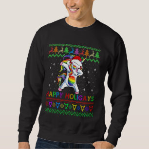 Gay KerstSweater Happy Holigays Rainbow Dabbi Trui