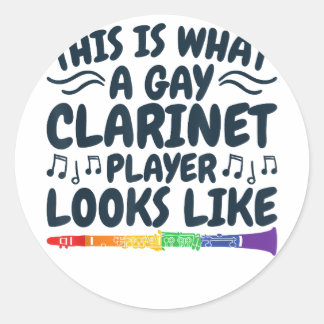 Gay Klarinet Speler LGBTQ Regenboog Instrument Ronde Sticker