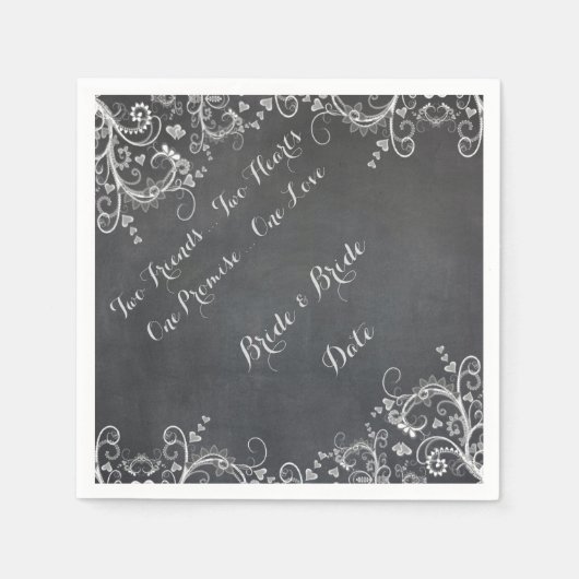 Gay Krijtbord Design Trouwpapier Servetten (Voorkant)