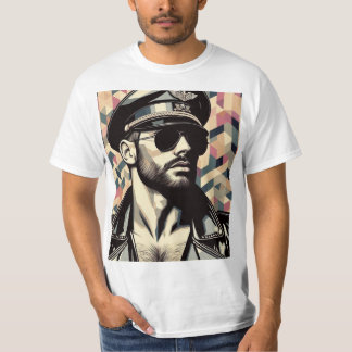 Gay Leather Daddy Biker Tom of Finland Tribute Art T-shirt