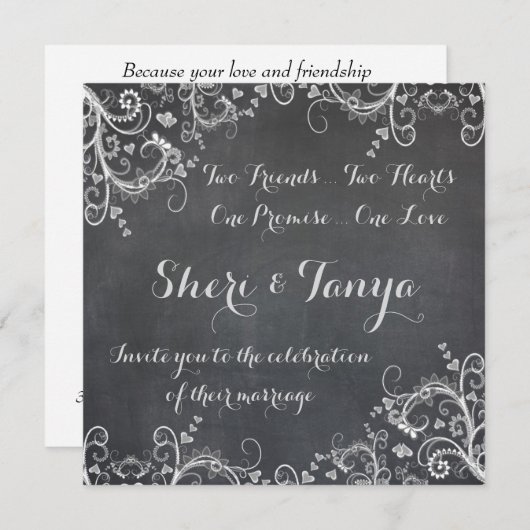 Gay Lesbian Chalkboard Design Huwelijksuitnodiging Kaart (Voorkant / Achterkant)