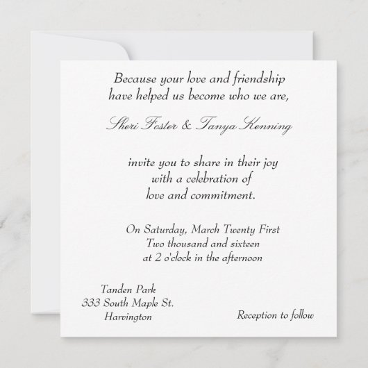 Gay Lesbian Chalkboard Design Huwelijksuitnodiging Kaart (Achterkant)