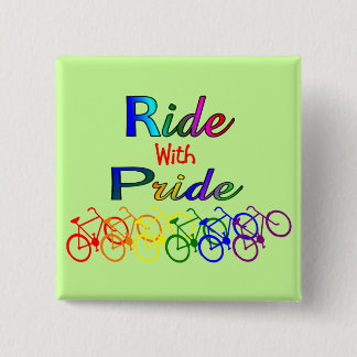 Gay Lesbian Cyclist Gifts met trots Vierkante Button 5,1 Cm