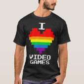 Gay Lesbian Gamer I Heart Love Video Games Retro  T-shirt (Voorkant)