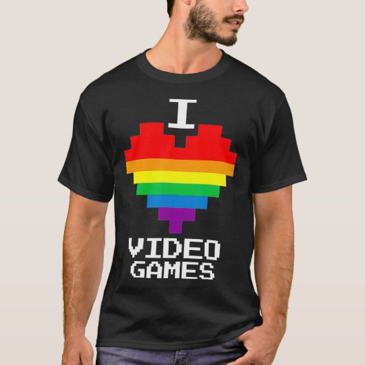Gay Lesbian Gamer I Heart Love Video Games Retro  T-shirt (Voorkant)