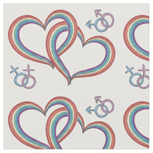 Gay Lesbian Pride Hearts Pattern-ontwerp Stof (Close Up)