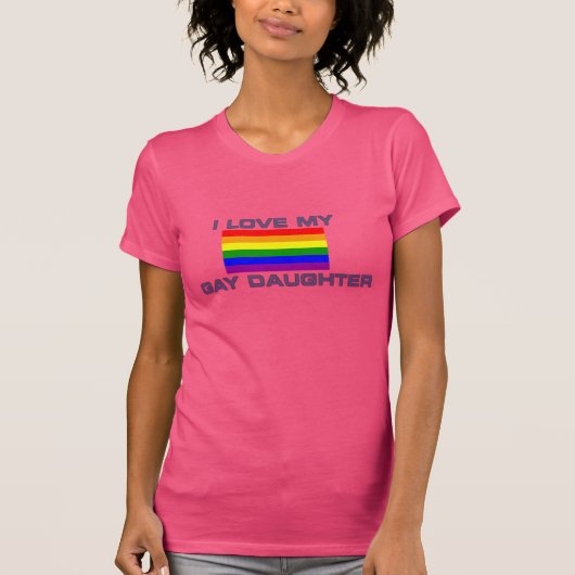 GAY Lesbian PRIDE Ik hou van mijn homoseksuele doc T-shirt (Voorkant)