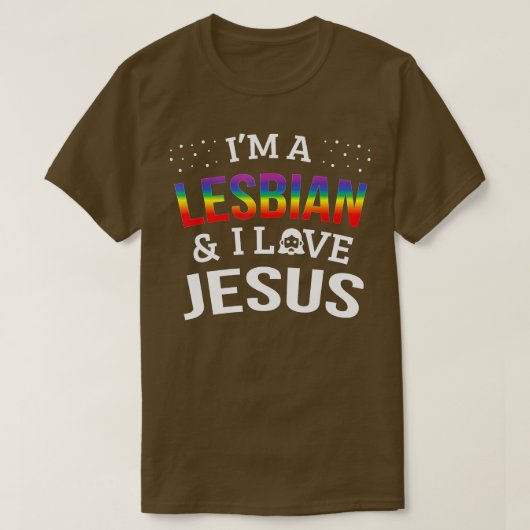 Gay Lesbian Pride Im a Lesbian I Love Jesus T-shirt (Design voorkant)