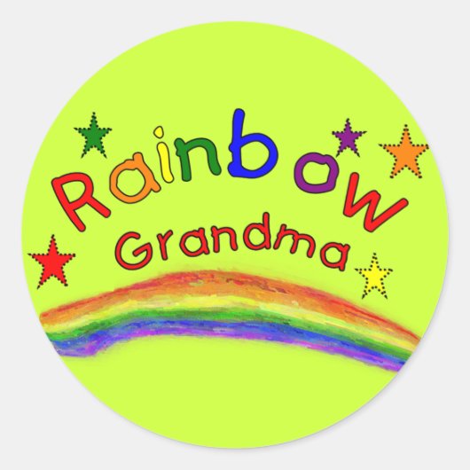 Gay Lesbian "Rainbow Grandma" Ronde Sticker (Voorkant)