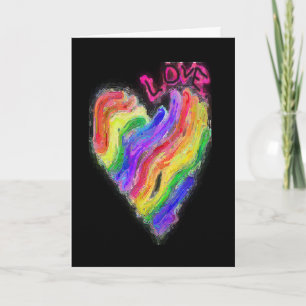 Gay Lesbian Rainbow Heart "Love" Kaart