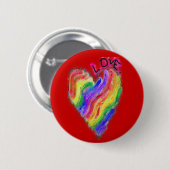 Gay Lesbian Rainbow Heart "Love" Ronde Button 5,7 Cm (Voorkant /achterkant)