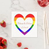 Gay Lesbian Rainbow Heart Wedding Napkins Servet (Insitu)