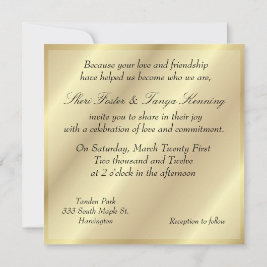 Gay Lesbian Wedding Ceremony Kaart (Achterkant)