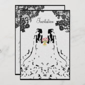 Gay Lesbian Wedding Uitnodiging met Twee Brides (Voorkant / Achterkant)