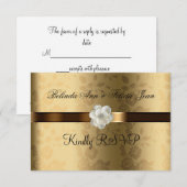 Gay Lesbisch Bruiloft RSVP Goud, Chocolade Bruin (Voorkant / Achterkant)