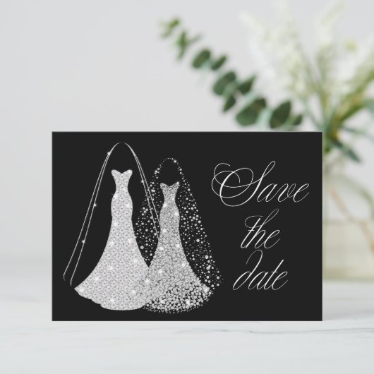 Gay Lesbisch Elegant Save the Date (Staand voorkant)