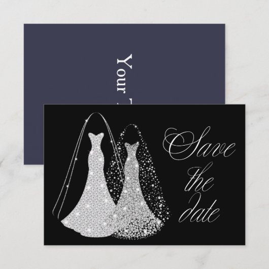 Gay Lesbisch Elegant Save the Date (Voorkant / Achterkant)