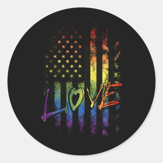 gay lesbisch trans bi pride lgbt regenboog amerika ronde sticker (Voorkant)
