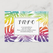 Gay, lesbische bruiloft regenboogtropische bladere informatiekaartje (Voorkant)