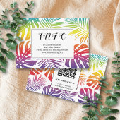 Gay, lesbische bruiloft regenboogtropische bladere informatiekaartje