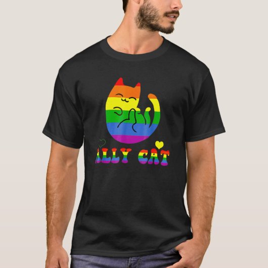 gay lgbt allycat pride maand kat met bondgenoot pr t-shirt (Voorkant)