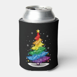 Gay LGBT Pride Rainbow Kerstboom Vrolijk Kerstfees Blikjeskoeler