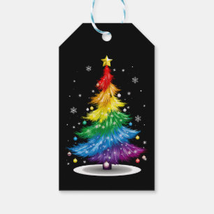 Gay LGBT Pride Rainbow Kerstboom Vrolijk Kerstfees Cadeaulabel