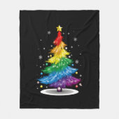 Gay LGBT Pride Rainbow Kerstboom Vrolijk Kerstfees Fleece Deken (Voorkant)
