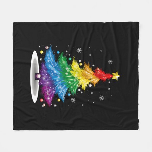 Gay LGBT Pride Rainbow Kerstboom Vrolijk Kerstfees Fleece Deken (Voorkant (Horizontaal))