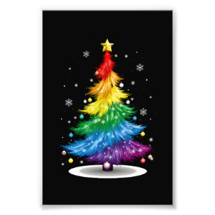 Gay LGBT Pride Rainbow Kerstboom Vrolijk Kerstfees Foto Afdruk