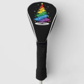 Gay LGBT Pride Rainbow Kerstboom Vrolijk Kerstfees Golfheadcover (Voorkant)