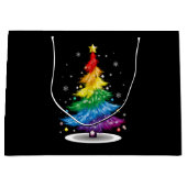 Gay LGBT Pride Rainbow Kerstboom Vrolijk Kerstfees Groot Cadeauzakje (Voorkant)