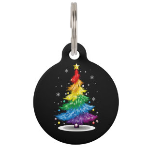 Gay LGBT Pride Rainbow Kerstboom Vrolijk Kerstfees Huisdierpenning