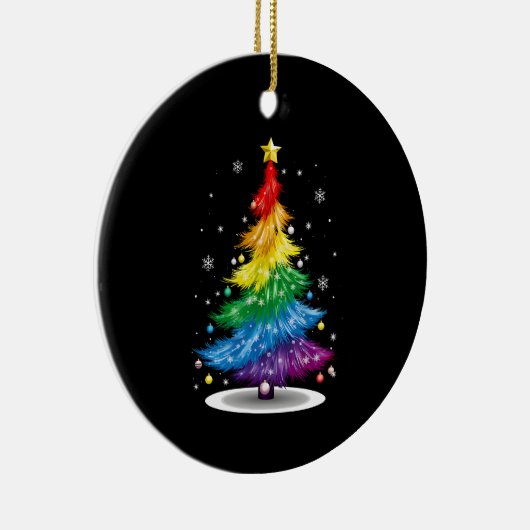 Gay LGBT Pride Rainbow Kerstboom Vrolijk Kerstfees Keramisch Ornament (Rechts)
