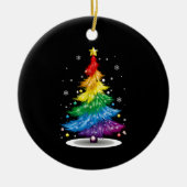 Gay LGBT Pride Rainbow Kerstboom Vrolijk Kerstfees Keramisch Ornament (Voorkant)