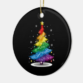 Gay LGBT Pride Rainbow Kerstboom Vrolijk Kerstfees Keramisch Ornament (Links)