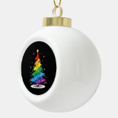 Gay LGBT Pride Rainbow Kerstboom Vrolijk Kerstfees Keramische Bal Ornament (Rechts)