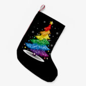 Gay LGBT Pride Rainbow Kerstboom Vrolijk Kerstfees Kleine Kerstsok (Voorkant (Hangend))