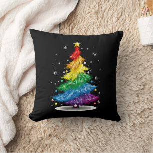 Gay LGBT Pride Rainbow Kerstboom Vrolijk Kerstfees Kussen