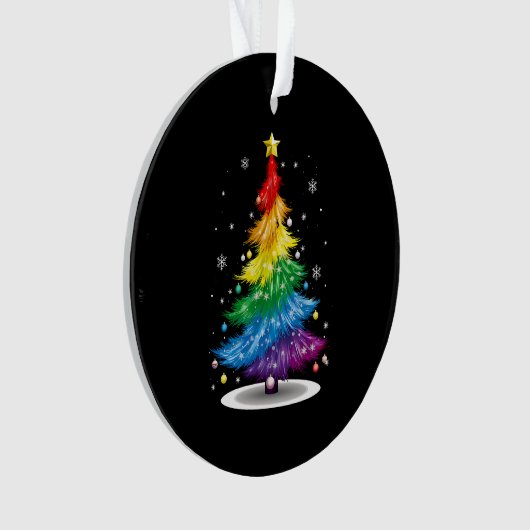 Gay LGBT Pride Rainbow Kerstboom Vrolijk Kerstfees Ornament (voorkant)