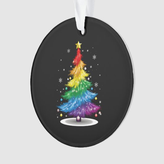 Gay LGBT Pride Rainbow Kerstboom Vrolijk Kerstfees Ornament (voorkant)